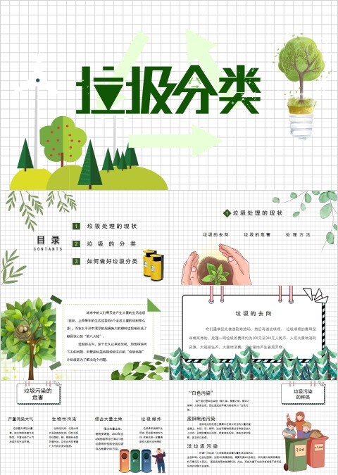 垃圾分类环保培训班会PPT模板  