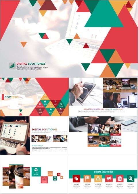 三角简洁大气精美通用ppt模板