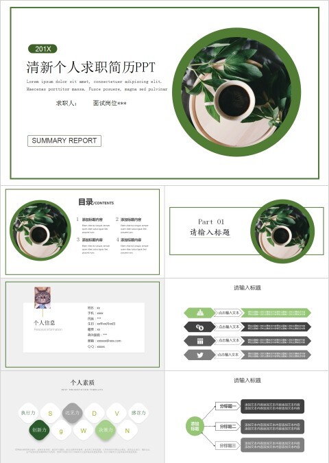 清新个人求职简历PPT模板