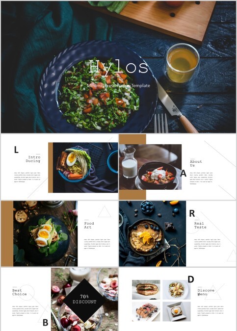 精品韩国美食食物比萨西高档餐饮餐厅介绍动态创意清新PPT模板