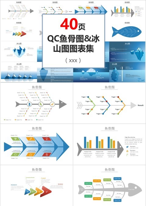 QC鱼骨图&冰山图图表集PPT