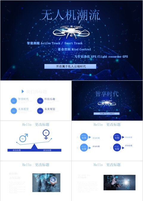 科技风无人机潮流商业计划书PPT模板
