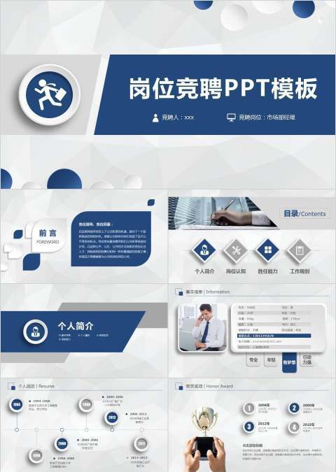 商务风格蓝色岗位竞聘PPT模板
