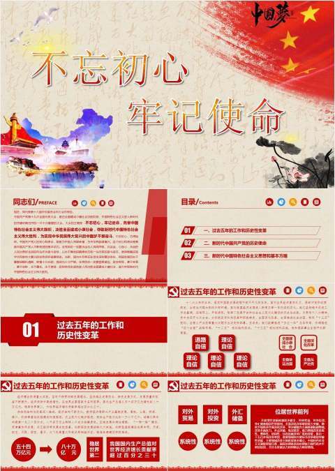 不忘初心牢记使命PPT模板