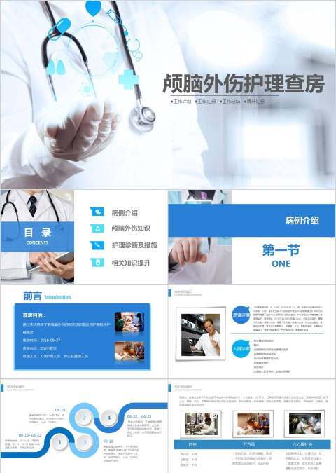 医疗医院颅脑外伤护理查房ppt模板