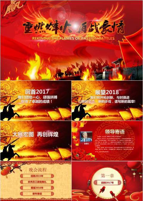 喜庆大气风格年会誓师大会模板