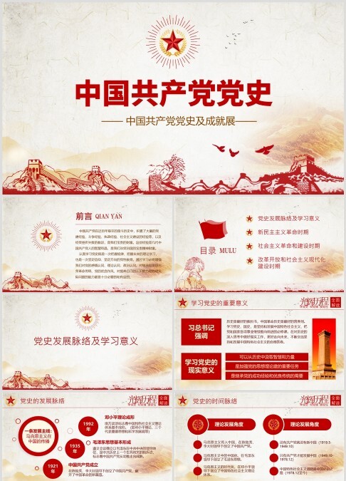 中国共产党党史及成就展党课PPT模板