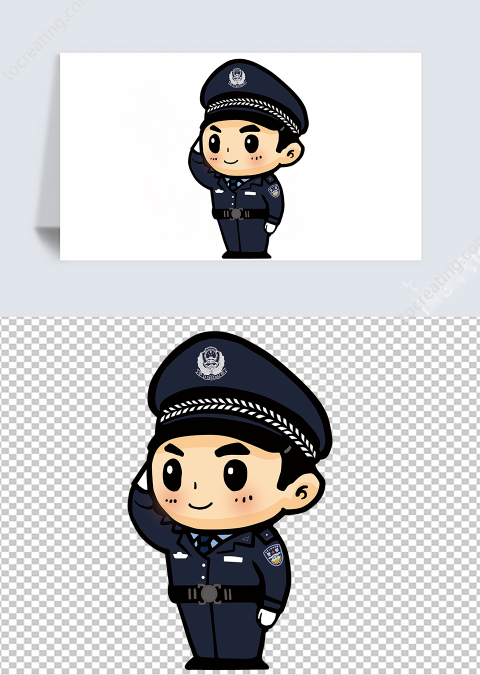 卡通警察敬礼