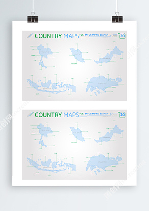 水蓝色Ai矢量新加玻可编辑地图