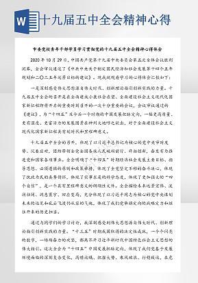 十九届五中全会精神心得体会word模版