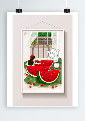 吃西瓜的少女