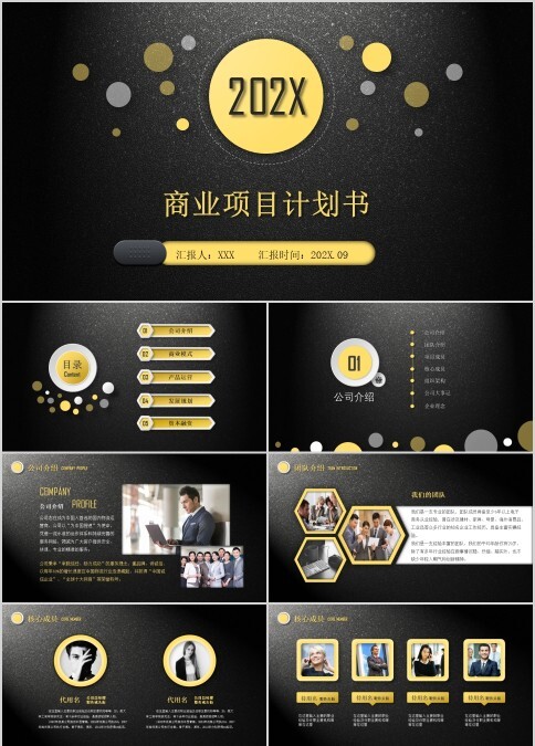 土豪金商业计划书公司简介ppt模板