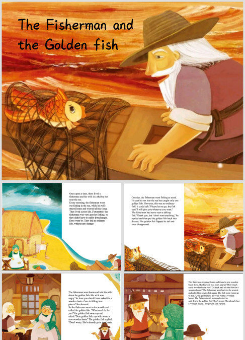 高清英语绘本故事《渔夫和金鱼》