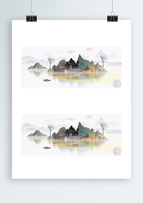 中国传统文化水墨画背景帷幕