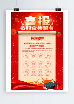 恭祝金榜题名喜报