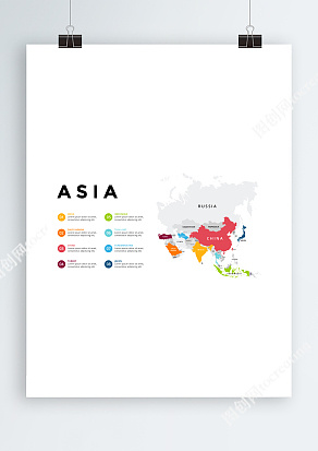 亚洲PSD矢量地图