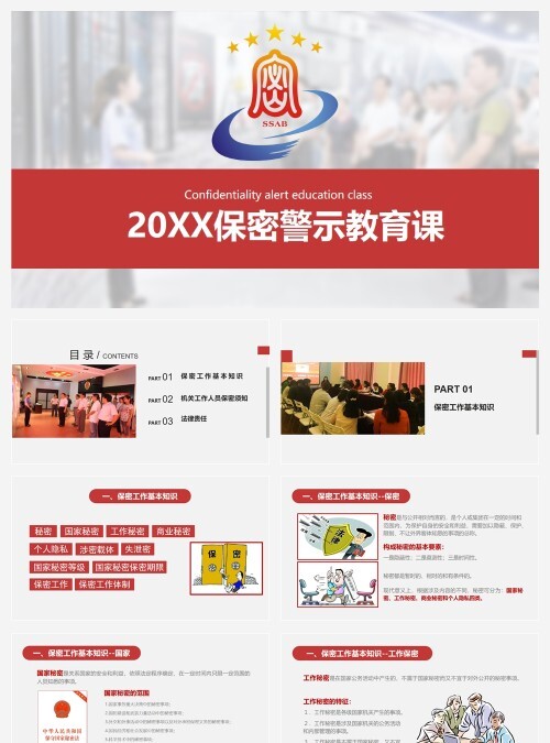 保密警示教育课保密知识培训ppt模板