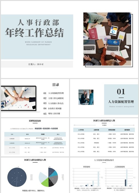 简约人事行政年终总结ppt