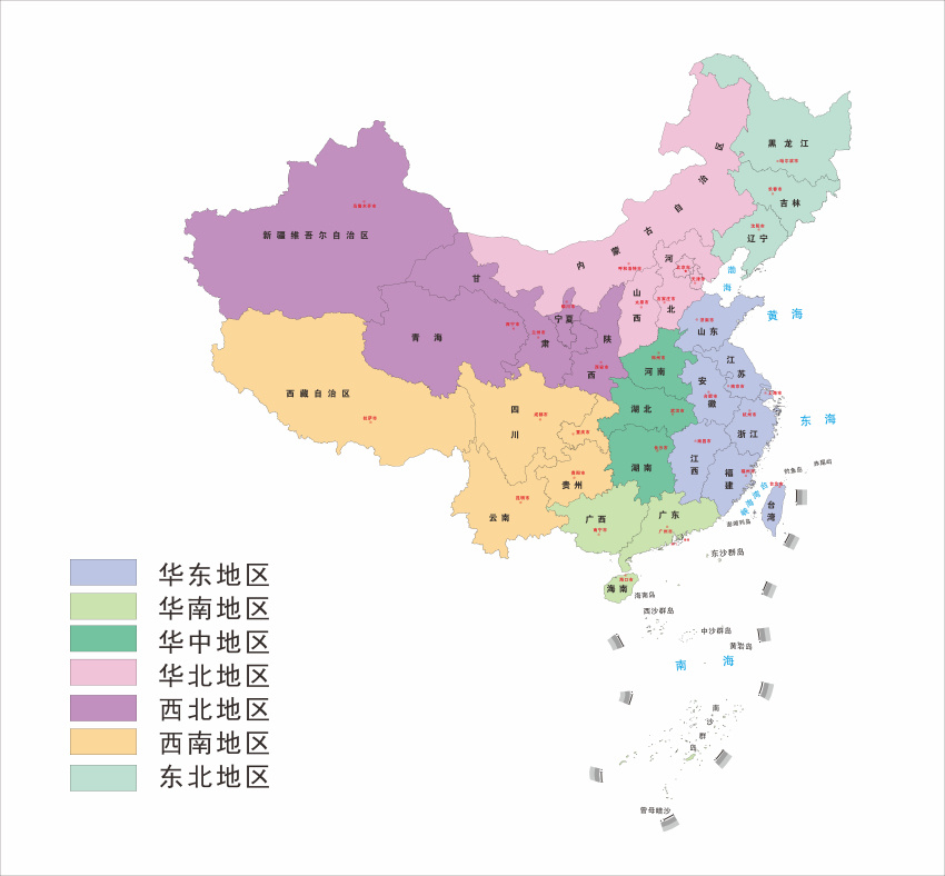 彩色可编辑矢量中国地图
