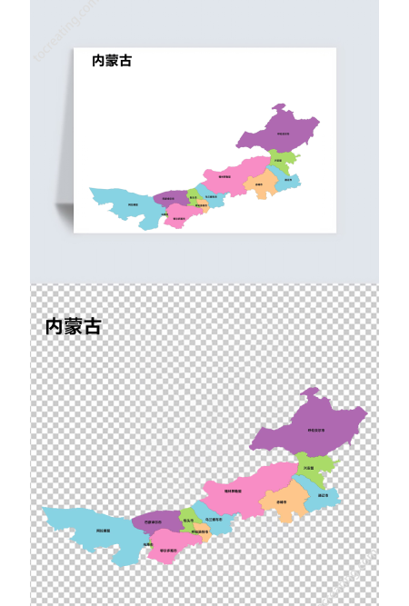 彩色内蒙古矢量地图