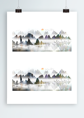 中国水墨画背景墙