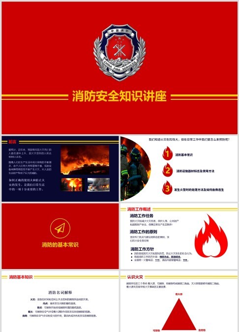 消防安全知识教育讲座PPT模板