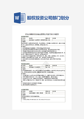 股权投资公司部门划分与职责 (1)word模板