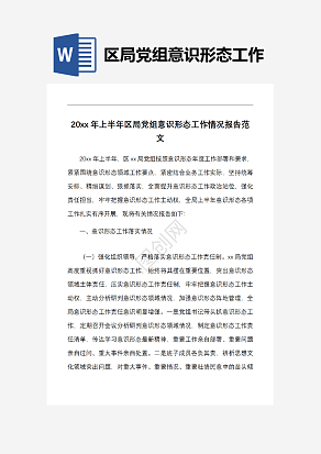 区局党组意识形态工作报告