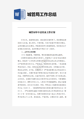 城管局工作总结