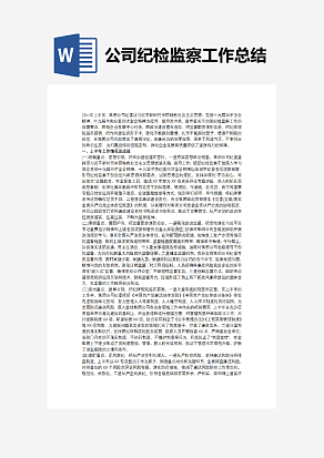 公司纪检监察工作总结