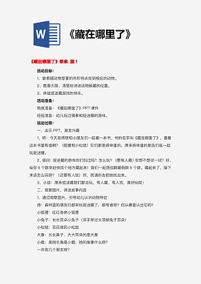 《藏在哪里了》教案（精选22篇）