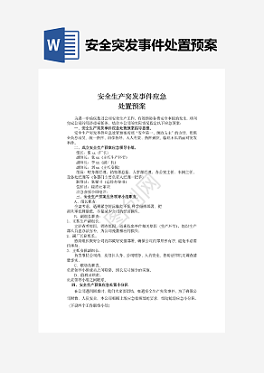 安全生产突发事件应急 处置预案