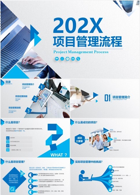 202X蓝色大气项目管理流程PPT