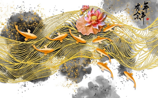 年年有余背景帷幕设计