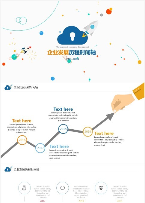企业发生历程时间轴图表PPT模板