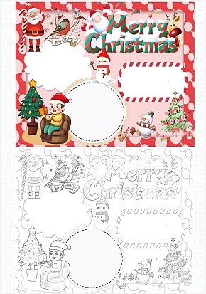 红色圣诞节英文手抄报word模板