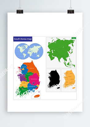 地球仪彩色韩国ai板块地图