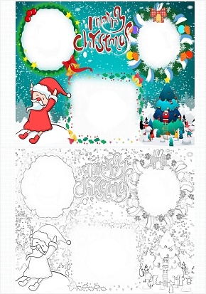 卡通圣诞节圣诞老人插画英文手抄报word模板