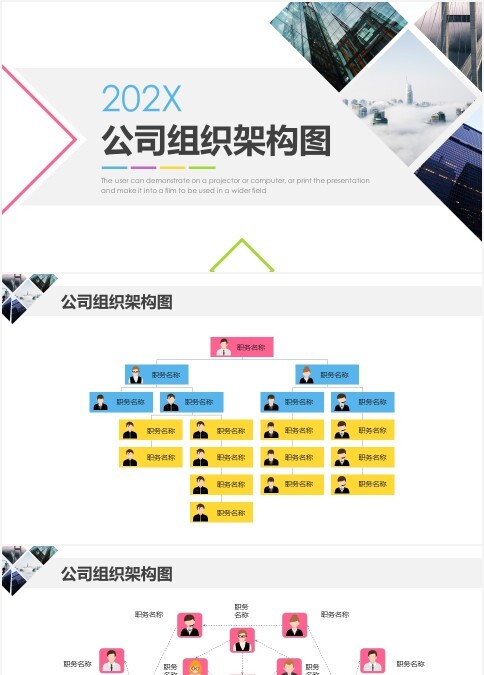 简约风格公司组织架构图PPT模板