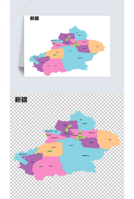 彩色新疆矢量地图